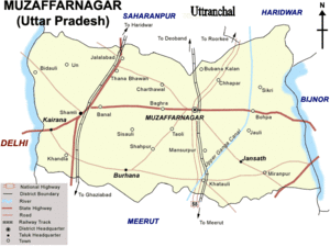 Location of Shahpur in Budhana tahsil in Muzaffarnagar district