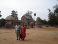 Laxman Burdak & Gomati Burdak at Fiverathas.Draupadi-Arjuna-Dharmaraja-Bheema-Nakula Shadeva Rathas, Mahabalipuram