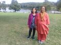 Vinita & Gomati at Tilgate Park, Titmus Lake is seen behind