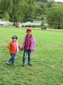 Khushi, Shaurya at Tilgate Park, West Sussex, England, Titmus Lake is seen behind