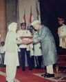 Captain Sunil Khokhar's mother Suraj Mukhi Dewi receiving Award