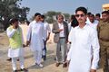 Ch. Birender Singh near library, with Sh. Anand Singh Maan and Raxit Mann (with gloves)