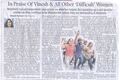 In praise of Vinesh and All Other difficult women, TOI, 10.08.2024