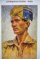 Jat Regiment World War 2 Postal Card, European Elite Ladies pick this painted photo of Jat Soldier and issued Postal Cards to honor and pay respect.