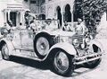 Rolls-Royce of the Maharaja of Bharatpur outside Moti Mahal Palace. Seated next to the Maharaja is HRH, Prince Philip, The Duke Of Edinburgh, Husband of Her Majesty Queen Elizabeth. Source - Jat Kshatriya Culture