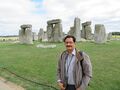 Laxman Burdak at Stonehenge, a prehistoric monument in Wiltshire, England, 3 km west of Amesbury.